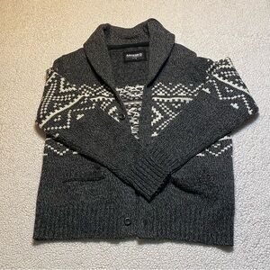 Amnesia Dark Gray Patterned Button-Up Cardigan